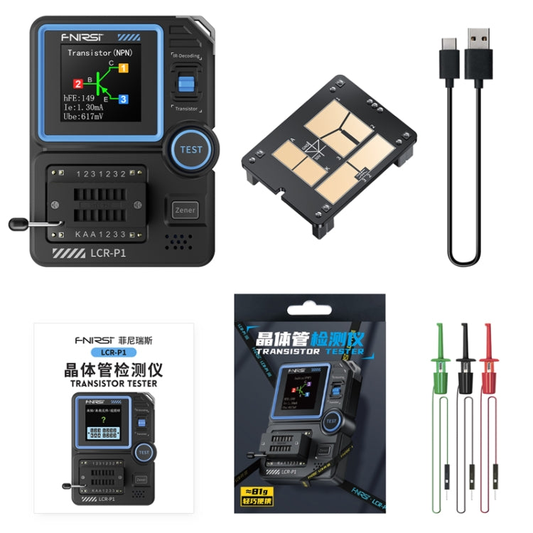 Testador de Transístores FNIRSI LCR-P1 Ferramenta Multifuncional de Inspeção de Componentes Eletrónicos, LCR-P1