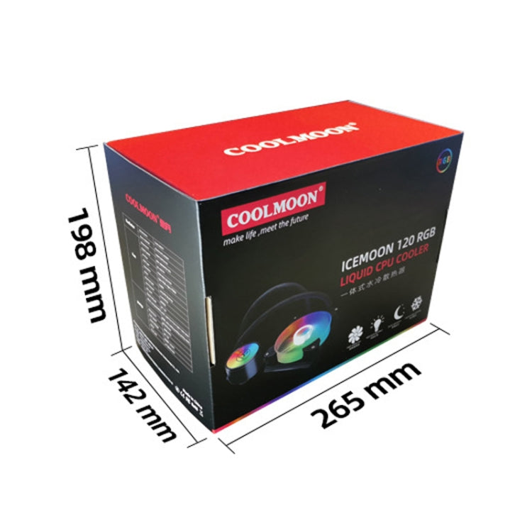 Cooler de CPU Integrado COOLMOON RGB120 5V ARGB de Linha Única Multi-Plataforma, RGB120
