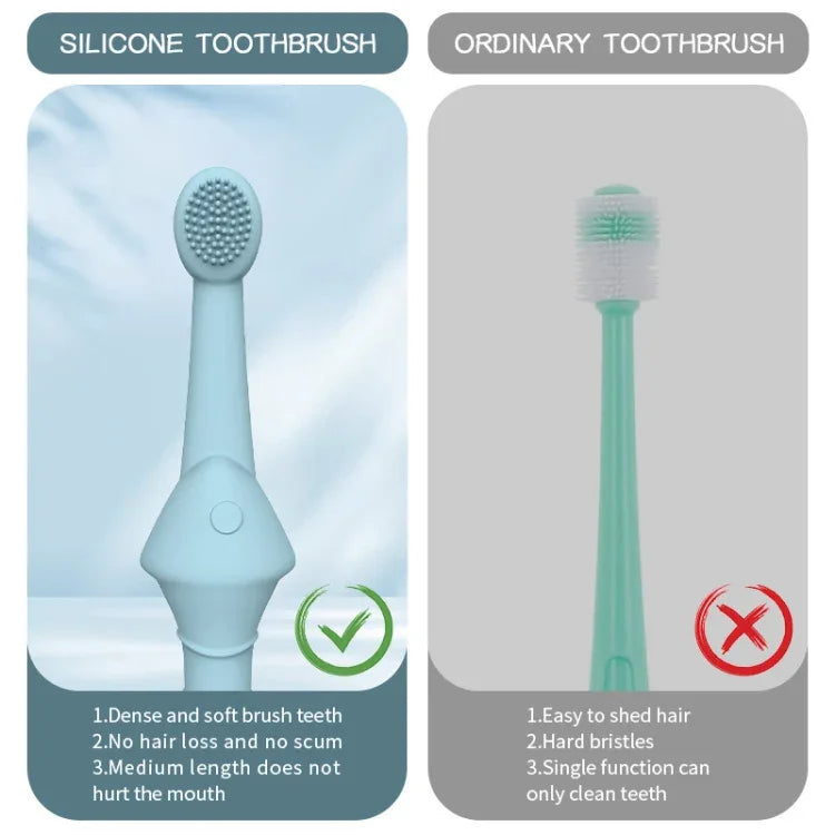 Conjunto de 2pcs Escova de Dentes de Silicone para Gatos e Cães Ferramenta de Cuidados Orais para Animais de Estimação