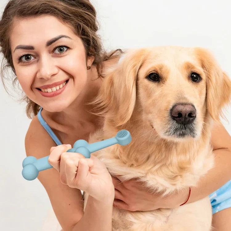 Conjunto de 2pcs Escova de Dentes de Silicone para Gatos e Cães Ferramenta de Cuidados Orais para Animais de Estimação