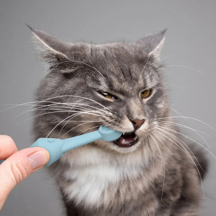 Conjunto de 2pcs Escova de Dentes de Silicone para Gatos e Cães Ferramenta de Cuidados Orais para Animais de Estimação