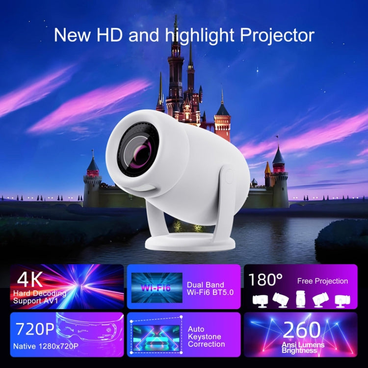 Projetor Inteligente Portátil HY400 com Sistema Android 12.0 para Família, Ficha US, Ficha EU, Ficha UK, Ficha AU