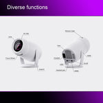 Projetor Inteligente Portátil HY400 com Sistema Android 12.0 para Família, Ficha US, Ficha EU, Ficha UK, Ficha AU