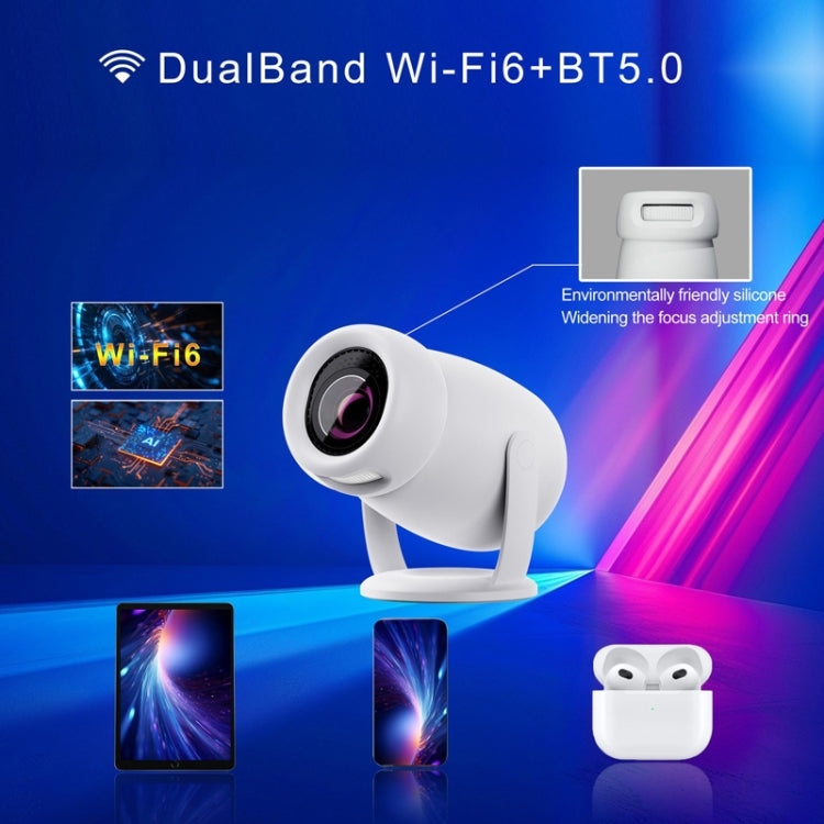 Projetor Inteligente Portátil HY400 com Sistema Android 12.0 para Família, Ficha US, Ficha EU, Ficha UK, Ficha AU