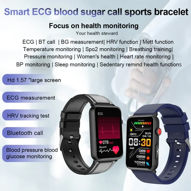 Anel Smartwatch ECG Temperatura Frequência Cardíaca Pressão Arterial Saúde Bluetooth Relógio Falante, Silicone Preto, Silicone Vermelho, Silicone Azul, Couro Preto, Couro Castanho