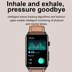 Anel Smartwatch ECG Temperatura Frequência Cardíaca Pressão Arterial Saúde Bluetooth Relógio Falante, Silicone Preto, Silicone Vermelho, Silicone Azul, Couro Preto, Couro Castanho