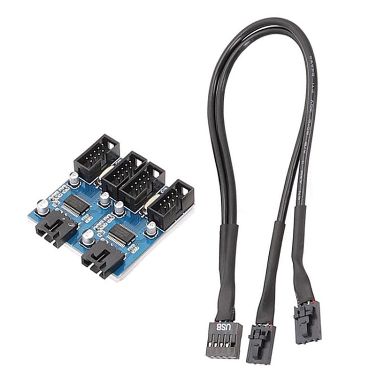 Cabo de Extensão 1 para 4 USB2.0 9 Pinos para Motherboard com Chip Suporta Múltiplas Interfaces para Uso Partilhado, 1 para 4