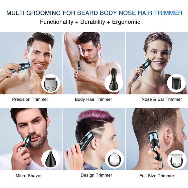 Kit de Aparador de Cabelo Elétrico Masculino 6 em 1 à Prova de Água, Aparador de Nariz, Aparador de Bigode, Barbeador Corporal, Modelos 8688, 8788, 8988