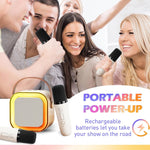 Coluna Inteligente Portátil para Karaoke Sem Fios para Casa com Microfone Integrado para Telemóvel, Com Duplo Microfone Azul