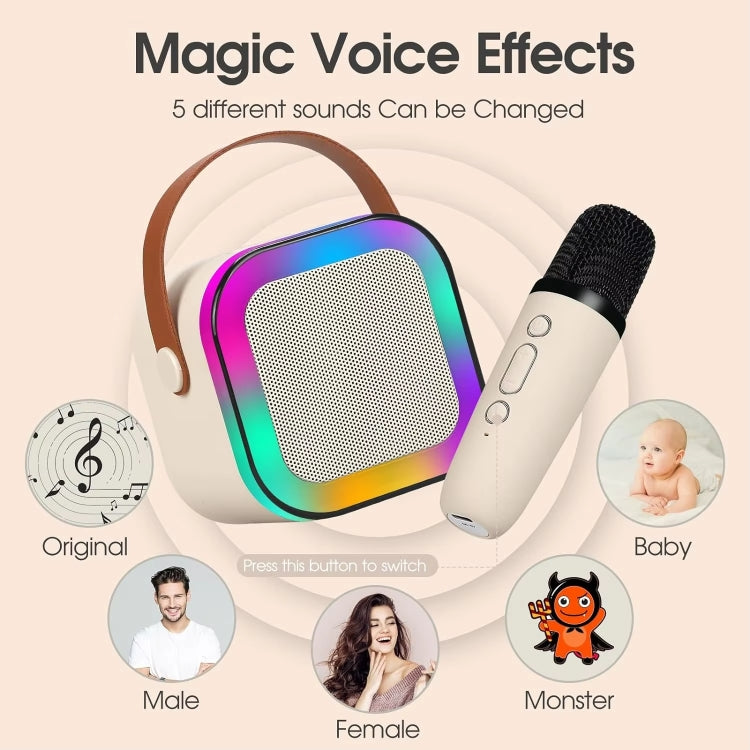 Coluna Inteligente Portátil para Karaoke Sem Fios para Casa com Microfone Integrado para Telemóvel, Com Duplo Microfone Azul