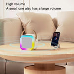 Coluna Inteligente Portátil para Karaoke Sem Fios para Casa com Microfone Integrado para Telemóvel, Com Duplo Microfone Azul
