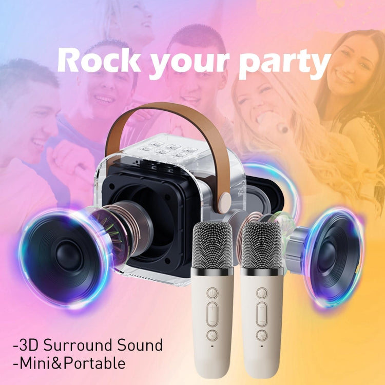 Coluna Inteligente Portátil para Karaoke Sem Fios para Casa com Microfone Integrado para Telemóvel, Com Duplo Microfone Azul