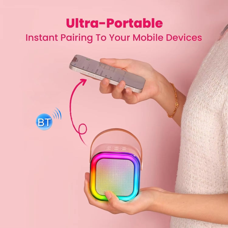 Coluna Inteligente Portátil para Karaoke Sem Fios para Casa com Microfone Integrado para Telemóvel, Com Duplo Microfone Azul