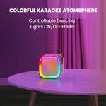 Coluna Inteligente Portátil para Karaoke Sem Fios para Casa com Microfone Integrado para Telemóvel, Com Duplo Microfone Azul
