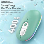 Rato Sem Fios Silencioso Iluminado Recarregável, 2.4G Rosa, 2.4G Azul, 2.4G Verde, 2.4G+Bluetooth Rosa, 2.4G+Bluetooth Azul, 2.4G+Bluetooth Verde