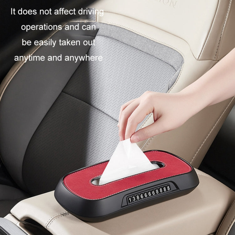 Car Sun Visor Hanging Sunroof Seat Back Tissue Box, Leather Black, Leather Beige, Leather Brown, Leather Red, Suede Dark Gray, Suede Beige, Suede Brown, Suede Red