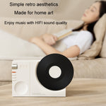 Coluna Bluetooth Relógio Retro com Filme Rotativo Subwoofer Sem Fios Som Hifi Áudio