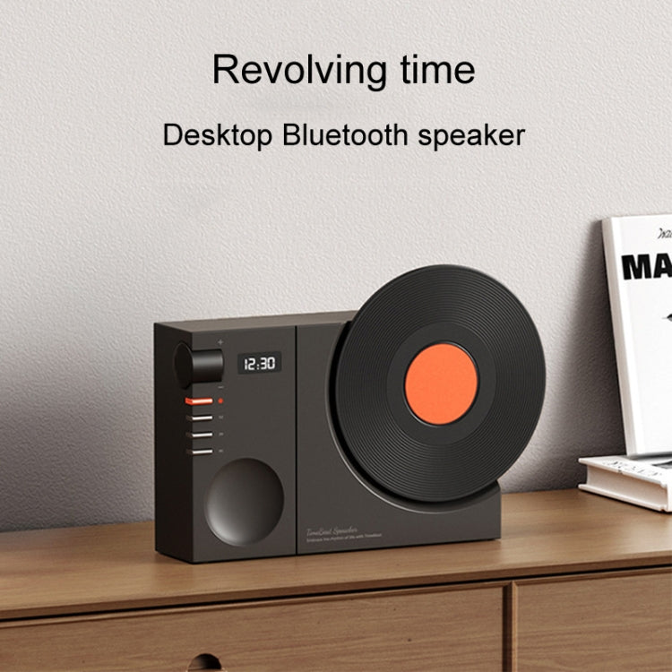Coluna Bluetooth Relógio Retro com Filme Rotativo Subwoofer Sem Fios Som Hifi Áudio