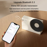 Coluna Bluetooth Relógio Retro com Filme Rotativo Subwoofer Sem Fios Som Hifi Áudio