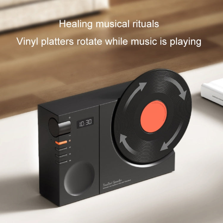 Coluna Bluetooth Relógio Retro com Filme Rotativo Subwoofer Sem Fios Som Hifi Áudio