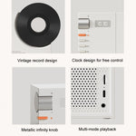 Coluna Bluetooth Relógio Retro com Filme Rotativo Subwoofer Sem Fios Som Hifi Áudio