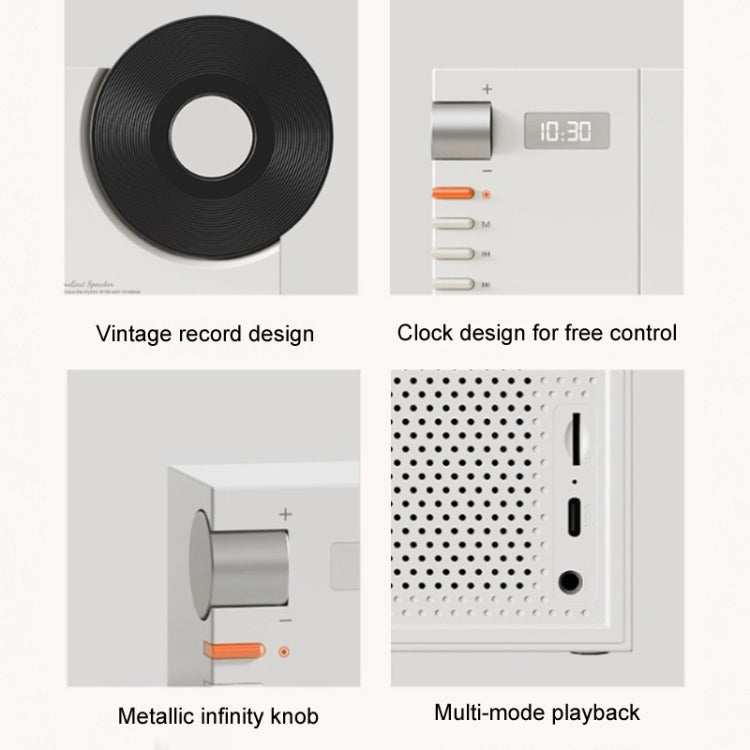 Coluna Bluetooth Relógio Retro com Filme Rotativo Subwoofer Sem Fios Som Hifi Áudio