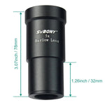 Acessórios para Telescópio Astronómico SVBONY F9102A Multiplicador 5x de 1,25 Polegadas, F9102A