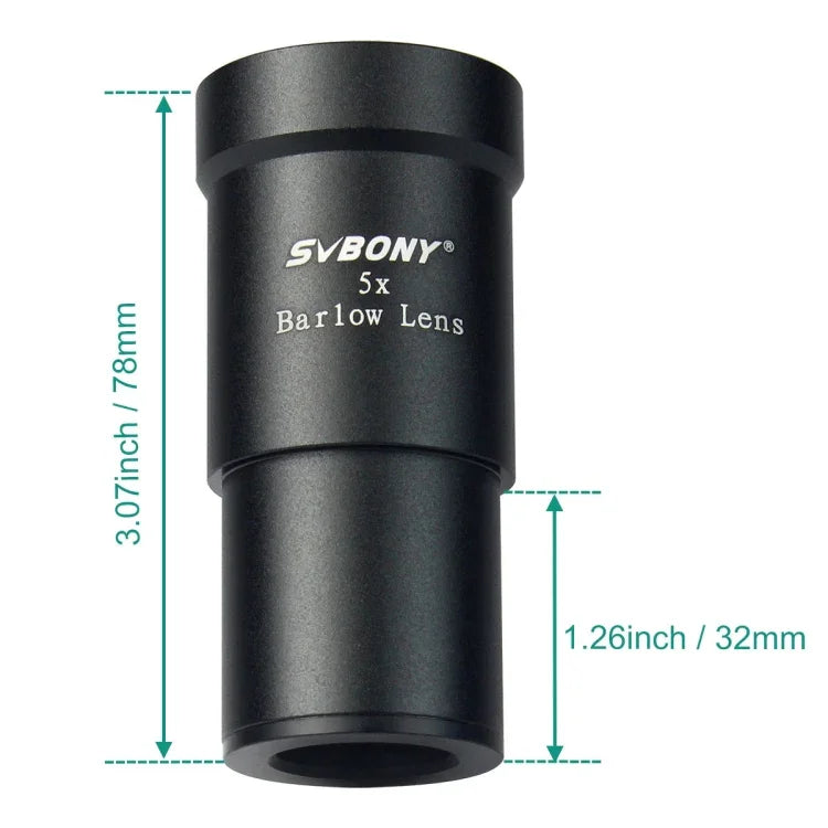 Acessórios para Telescópio Astronómico SVBONY F9102A Multiplicador 5x de 1,25 Polegadas, F9102A