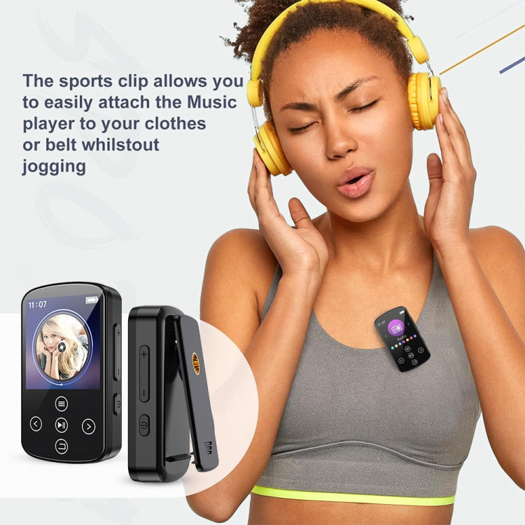 Leitor de Música MP3 Bluetooth HIFI Desportivo com Clip e Ecrã Tátil MP4, Sem Cartão TF, 8GB, 16GB, 32GB, 64GB, 128GB