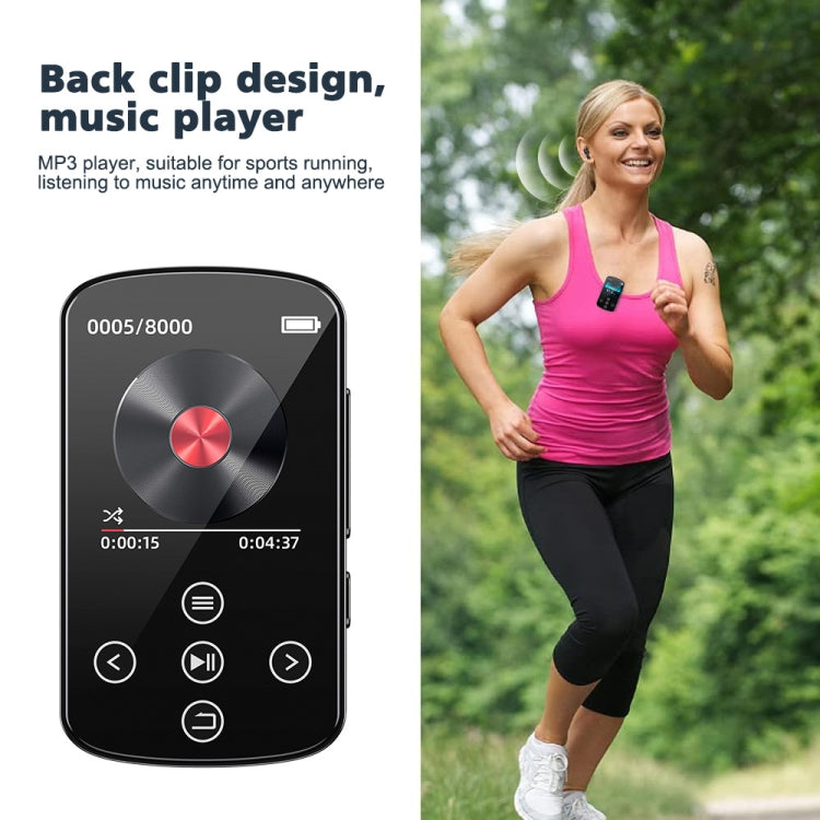 Leitor de Música MP3 Bluetooth HIFI Desportivo com Clip e Ecrã Tátil MP4, Sem Cartão TF, 8GB, 16GB, 32GB, 64GB, 128GB