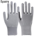5 pares de luvas finas de nylon para caminhadas e condução ao ar livre, respiráveis, antiderrapantes com partículas de silicone