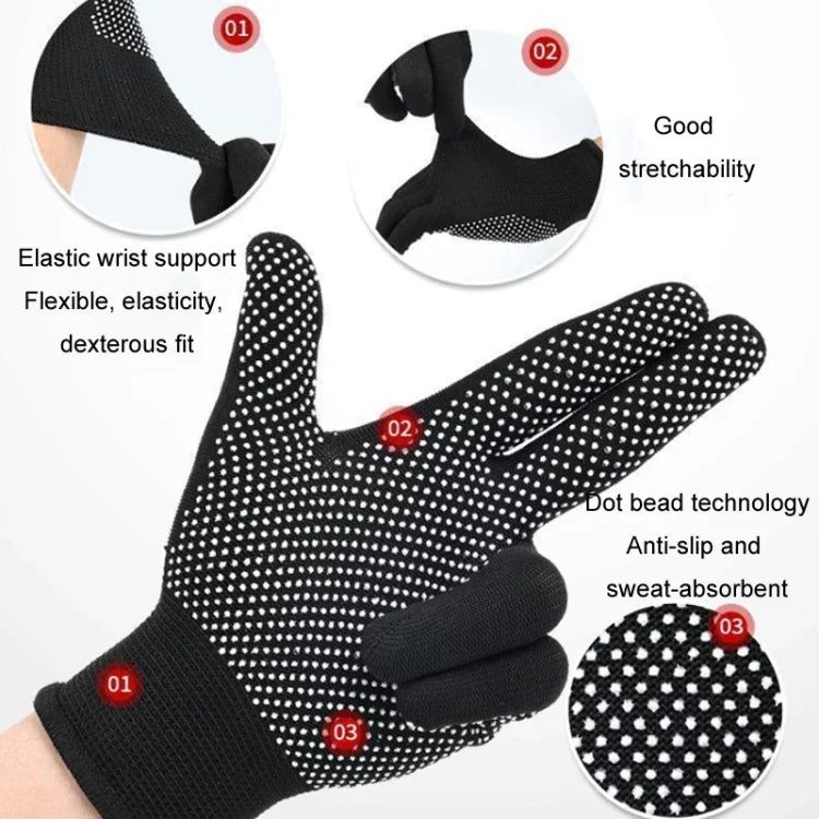 5 pares de luvas finas de nylon para caminhadas e condução ao ar livre, respiráveis, antiderrapantes com partículas de silicone