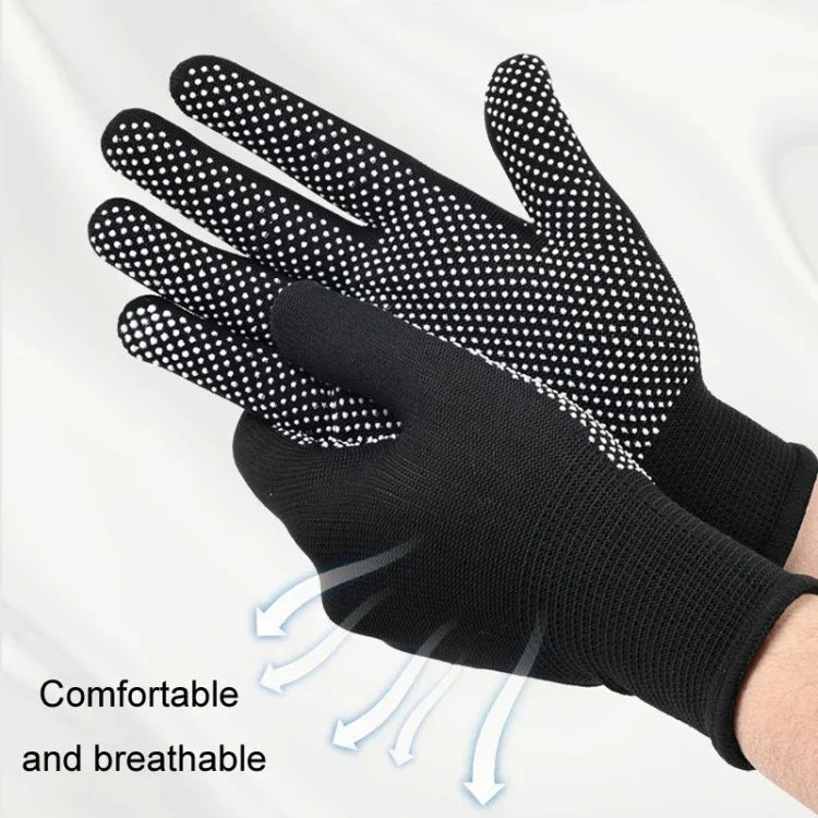 5 pares de luvas finas de nylon para caminhadas e condução ao ar livre, respiráveis, antiderrapantes com partículas de silicone