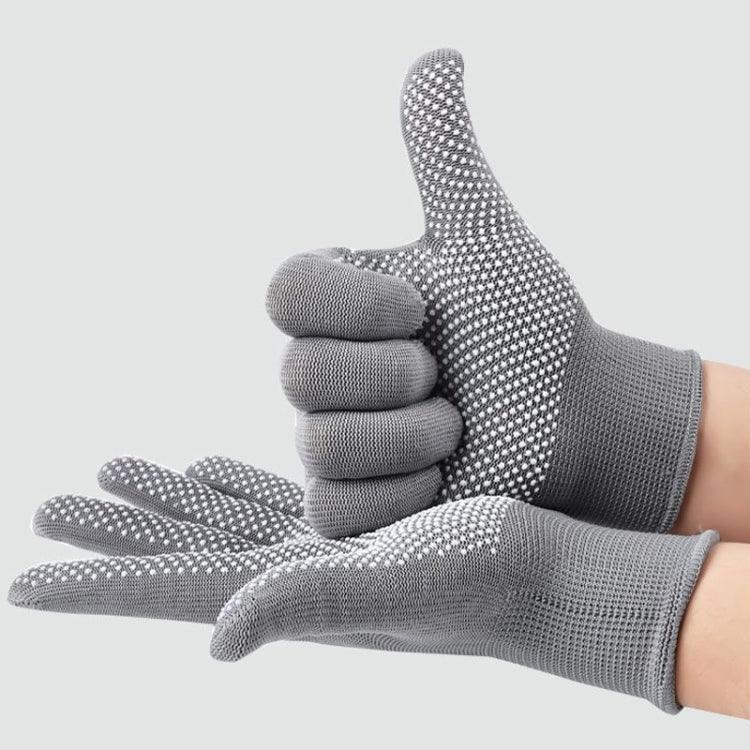 5 pares de luvas finas de nylon para caminhadas e condução ao ar livre, respiráveis, antiderrapantes com partículas de silicone