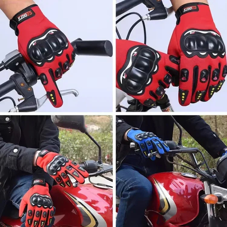 Luvas de motociclista para homem, para condução e corrida, antiderrapantes, com concha dura, dedo completo, ecrã tátil, tamanho médio
