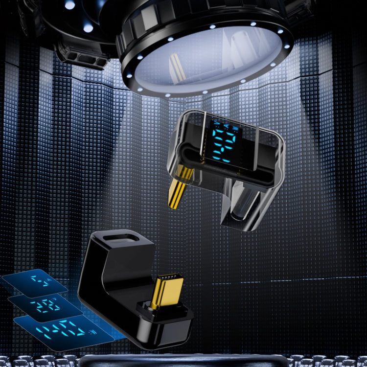 Adaptador Tipo-C com Ecrã Digital em U Cotovelo 180 Graus 140W 4.0, Cotovelo 180 Graus