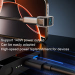 Adaptador Tipo-C com Ecrã Digital em U Cotovelo 180 Graus 140W 4.0, Cotovelo 180 Graus