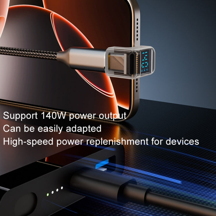 Adaptador Tipo-C com Ecrã Digital em U Cotovelo 180 Graus 140W 4.0, Cotovelo 180 Graus