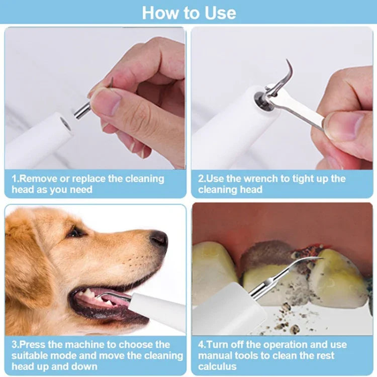 Limpador Ultrassónico de Dentes para Animais de Estimação Ferramenta Eléctrica de Limpeza Dentária para Cães Removedor de Tártaro Doméstico