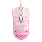 T-WOLF V15 Rato Gaming USB com Fio e Iluminação RGB, Design Oco Ergonómico em Colmeia para PC, Escritório e Uso Doméstico