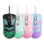 T-WOLF V15 Rato Gaming USB com Fio e Iluminação RGB, Design Oco Ergonómico em Colmeia para PC, Escritório e Uso Doméstico