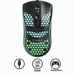 T-WOLF V15 Rato Gaming USB com Fio e Iluminação RGB, Design Oco Ergonómico em Colmeia para PC, Escritório e Uso Doméstico