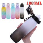 Caneca de Água Tritan de Grande Capacidade 1000ml com Cor em Gradiente para Desporto ao Ar Livre