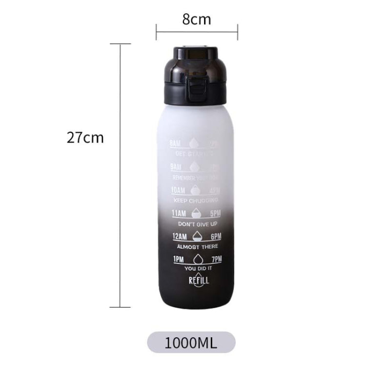 Caneca de Água Tritan de Grande Capacidade 1000ml com Cor em Gradiente para Desporto ao Ar Livre