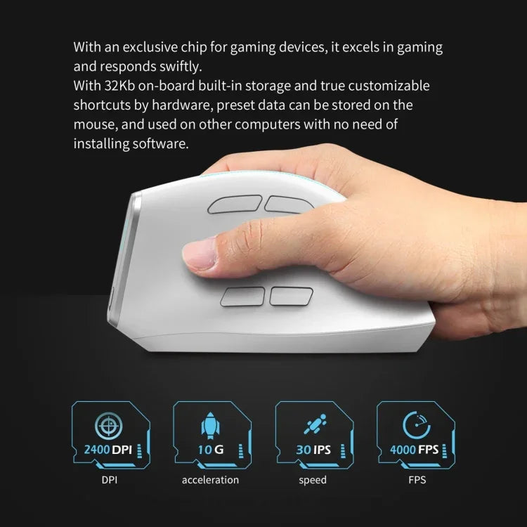 ZELOTES F36 Teclado Vertical Ergonómico com 9 Teclas, Programável, Duplo Bluetooth + Rato Sem Fios 2.4G, F36 (Branco), F36 (Preto)