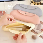 Bolsa de Armazenamento para Pincéis de Maquilhagem em Silicone Bolsa Portátil para Armazenamento de Viagem Organizador Cosmético de Grande Capacidade
