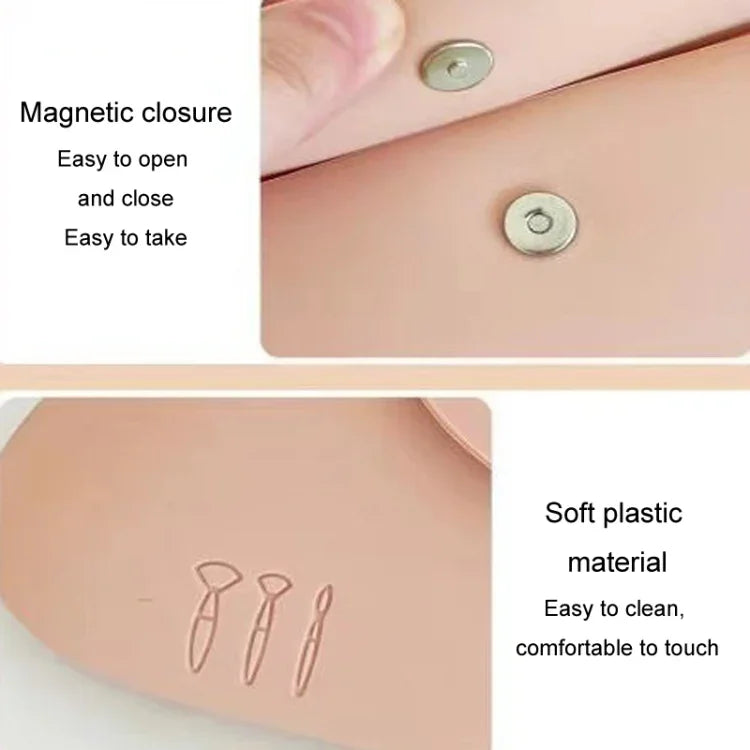 Bolsa de Armazenamento para Pincéis de Maquilhagem em Silicone Bolsa Portátil para Armazenamento de Viagem Organizador Cosmético de Grande Capacidade