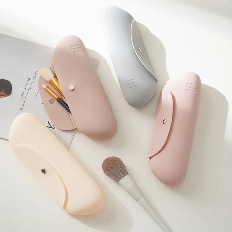 Bolsa de Armazenamento para Pincéis de Maquilhagem em Silicone Bolsa Portátil para Armazenamento de Viagem Organizador Cosmético de Grande Capacidade