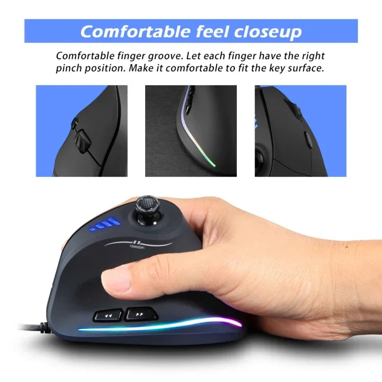 ZELOTES C18 Teclado Vertical Ergonómico com 11 Teclas RGB, Joystick Programável, Rato Gaming Com Fios, C18