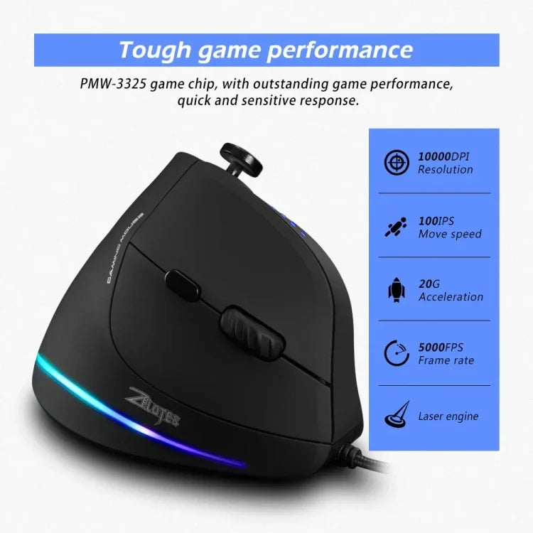 ZELOTES C18 Teclado Vertical Ergonómico com 11 Teclas RGB, Joystick Programável, Rato Gaming Com Fios, C18